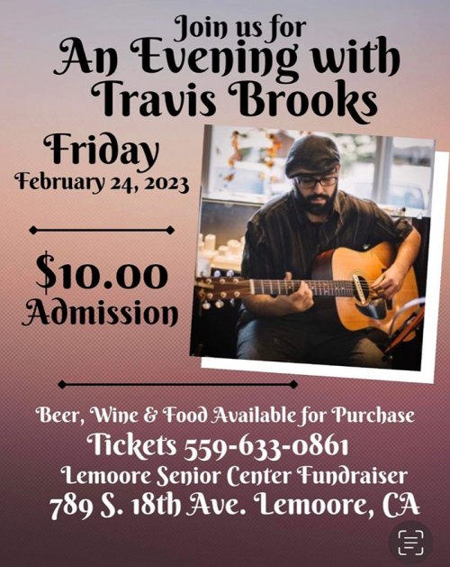 'An Evening with Travis Brooks' slated for Feb. 24 at Senior Center. 